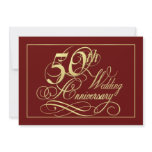 50th Anniversary Party Invitations - Formal Gold