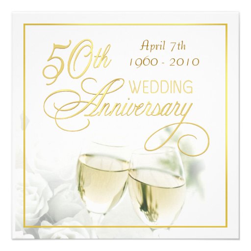 50th Anniversary Party Invitations - Square