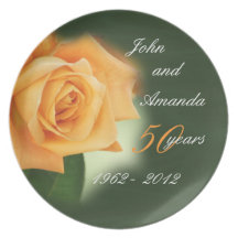 50th Anniversary Peach Rose Plate- customize