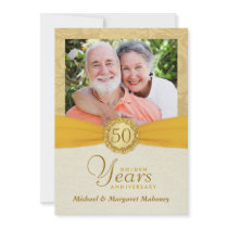 50th Anniversary Photo Invitations Vintage Damask