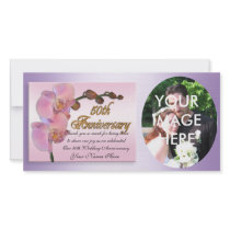 50th anniversary photo Thank you Pink Orchids Photo Cards