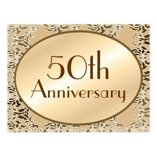 50th Anniversary Vintage Damask Postcards