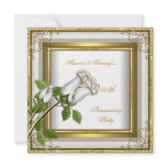 50th Anniversary Wedding White Rose Gold Elegant Announcement