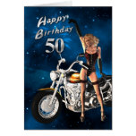 50th Birthday card with a motorbike