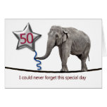 50th Birthday card with tightrope walking elephant