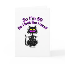 50th Birthday Cat Gifts Greeting Card