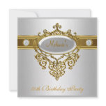 50th Birthday Elegant Lace White Gold Diamond 3 Personalized Announcements