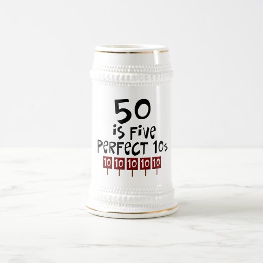 50th birthday gifts, 50 is 5 perfect 10s! mug