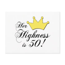 50th birthday gifts, Her highness is 50!