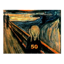 50th Birthday Gifts, The Scream 50! Post Cards