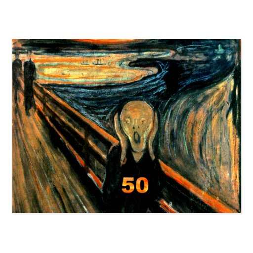 50th Birthday Gifts, The Scream 50! Post Cards