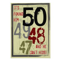 50th Birthday Grungy Countdown Party Invitation