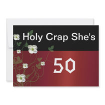50th  Birthday Invitation/Red, Black and White