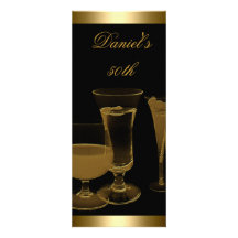 50th Birthday Mens Sepia Gold Drinks Man Announcements