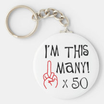 50th birthday Middle Finger Salute Keychain