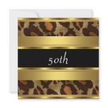 50th Birthday Party Gold Leopard Personalized Invite