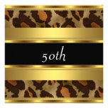 50th Birthday Party Gold Leopard Personalized Invite