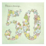 50th Birthday Party Green Blooms Custom Invitation