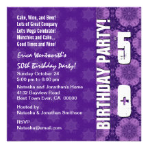 50th Birthday Party Hues of Purple V008 Announcement