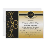 50th Birthday Party in Elegant Black and Gold Invitations
