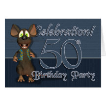 50th Birthday Party Invitaion - Fun Mouse Greeting Card
