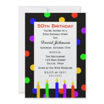 50th Birthday Party Invitation -- Candles and Dots