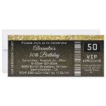 50th Birthday Party Invitation Goldtone Ticket
