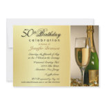 50th Birthday Party Invitations - Champagne Gold