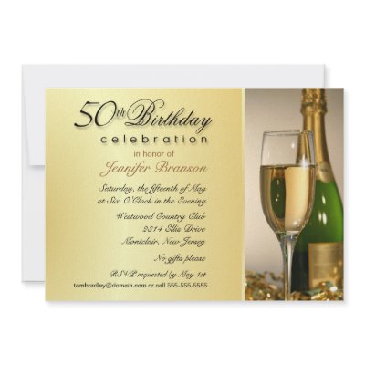 50th Birthday Party Invitations - Champagne Gold by SquirrelHugger
