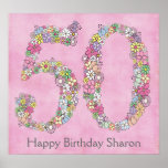50th Birthday Party Number Banner Poster (Large) posters