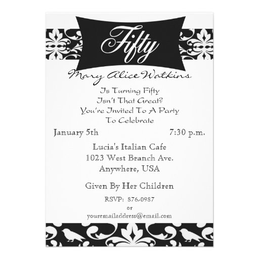 50th Birthday Party Personalized Invitation