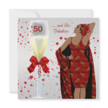 50th Birthday Party Retro Diva Art deco Red White invitations