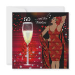 50th Birthday Party Retro Diva Art deco Red White Invite
