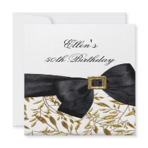 50th Birthday Party White Gold Jewel Black Bow