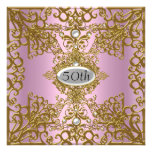 50th Birthday Pink Party Invitation Jewel Metalic