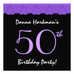 50th Birthday Purple and Black Lace V584A Invitations