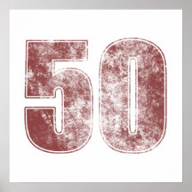 50th Birthday Red Grunge Posters