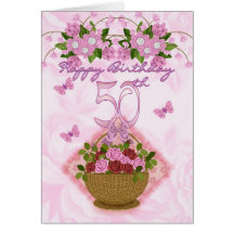 50th Birthday Special Lady, Roses And Flowers - 50 Greeting Card