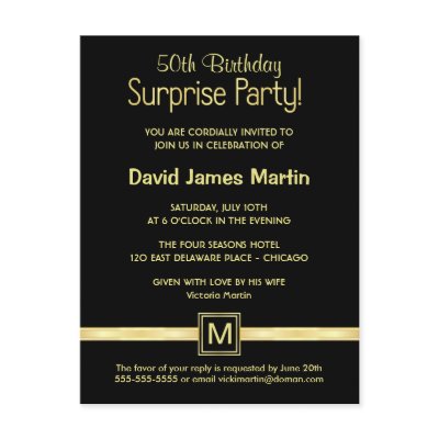 50th Birthday Surprise Party - Sample Invitations Postcards by SquirrelHugger
