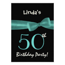 50th Birthday Template Green Bow W423 Personalized Invitation