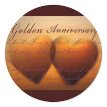 50th Golden Anniversary heart design Round Sticker