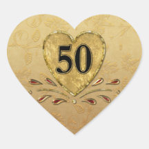 50th Golden  Anniversary Heart Sticker