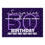 50th SURPRISE Birthday Dark Purple Stars W205 Invitation