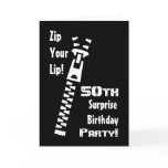 50th SURPRISE Birthday Party Invitation - Zipper Greeting Cards