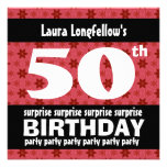 50th SURPRISE  Birthday Party Red Stars W1676 Announcement