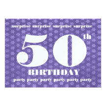 50th SURPRISE Birthday Party Template Purple Personalized Invitations