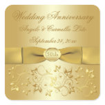 50th Wedding Anniversary Gold Floral Sticker