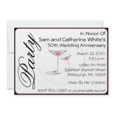 50th Wedding Anniversary Invitation Cocktails by NightSweatsDiva