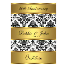 50th Wedding Anniversary Invitation Gold Damask