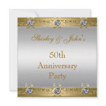 50th Wedding Anniversary Party Gold White Invites